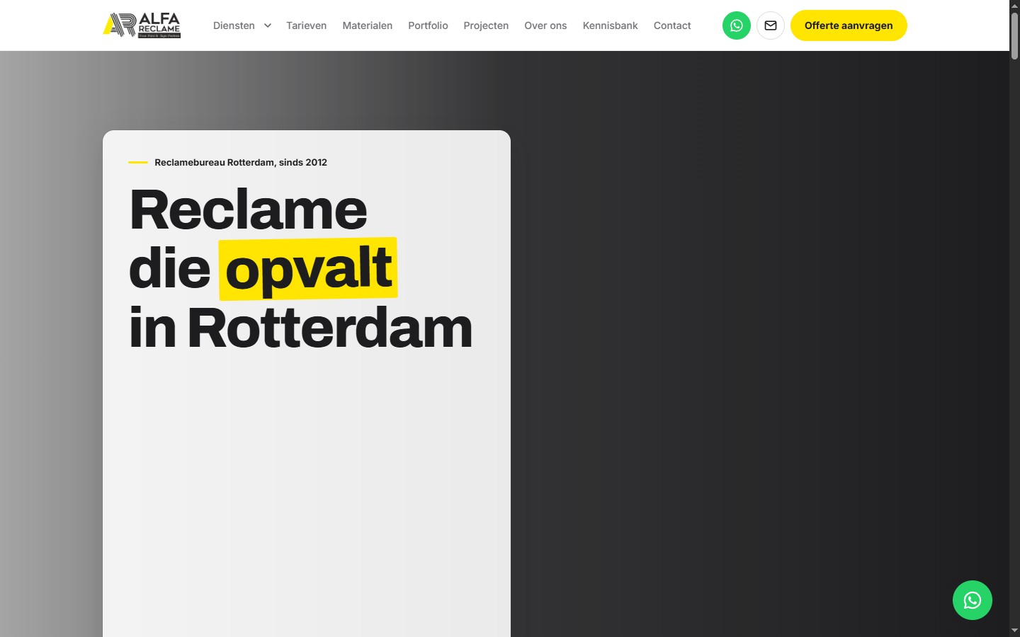 Schermafbeelding van alfareclame.nl